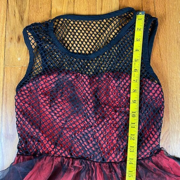 Pyon Pyon Punk Gothic Dress Black And Red With Fish Net - Picture 5 of 10